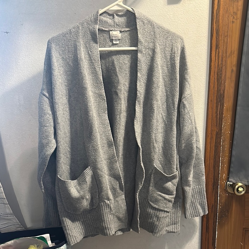 Cozy Gray Open Front Cardigan